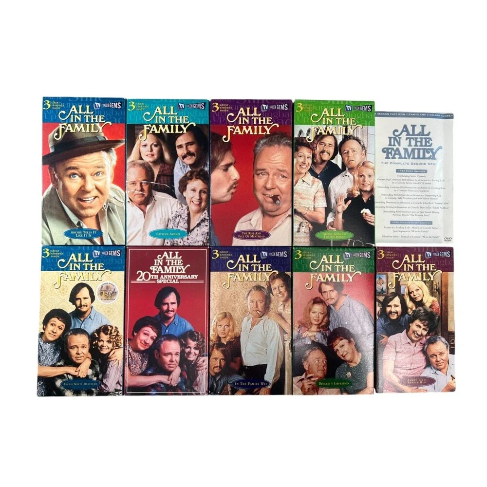 ALL IN THE FAMILY LOT of 9 VHS (25+ EPISODES) 70s TV Show Archie Bunker TESTED